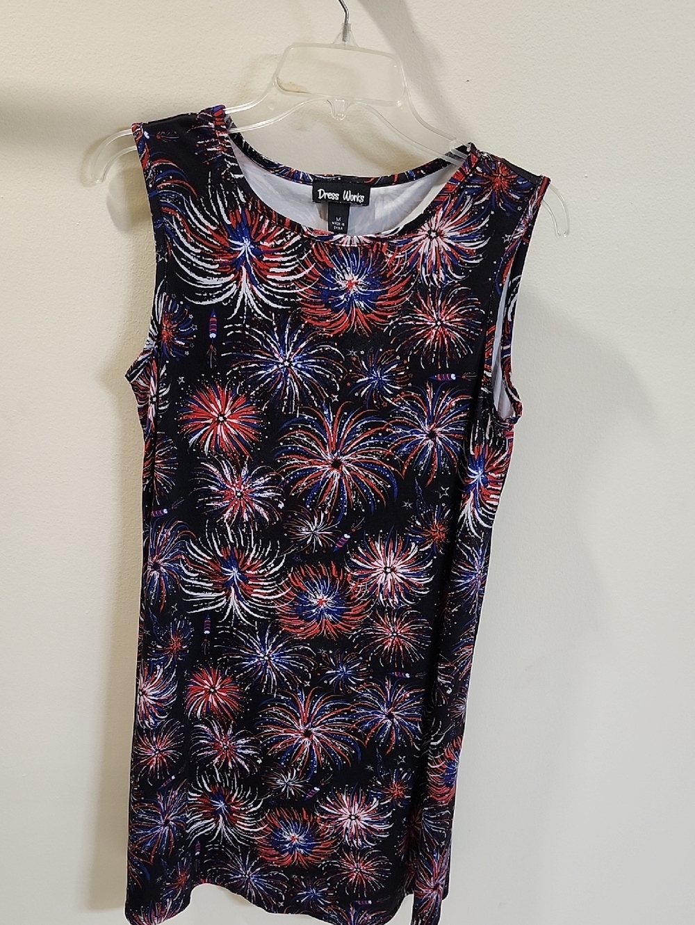 Dress Works Black Sleeveless Midi Swing Dress with Fireworks